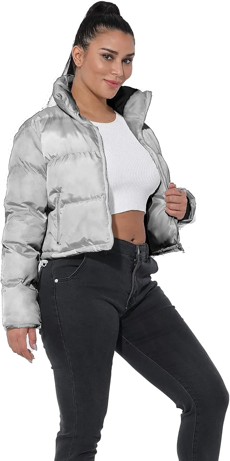 Hujoin Women's Crop Short Jacket Cropped Puffer Fashion Jackets for Women Warm Winter Lightweight Coat