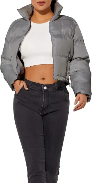 Hujoin Women's Crop Short Jacket Cropped Puffer Fashion Jackets for Women Warm Winter Lightweight Coat