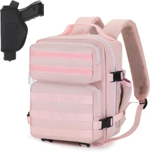 HUNTVP 9L Mini Tactical Backpack with Holster for Women - Small Military MOLLE Backpack for Sport, Hiking, Travel, Gym (Pink)