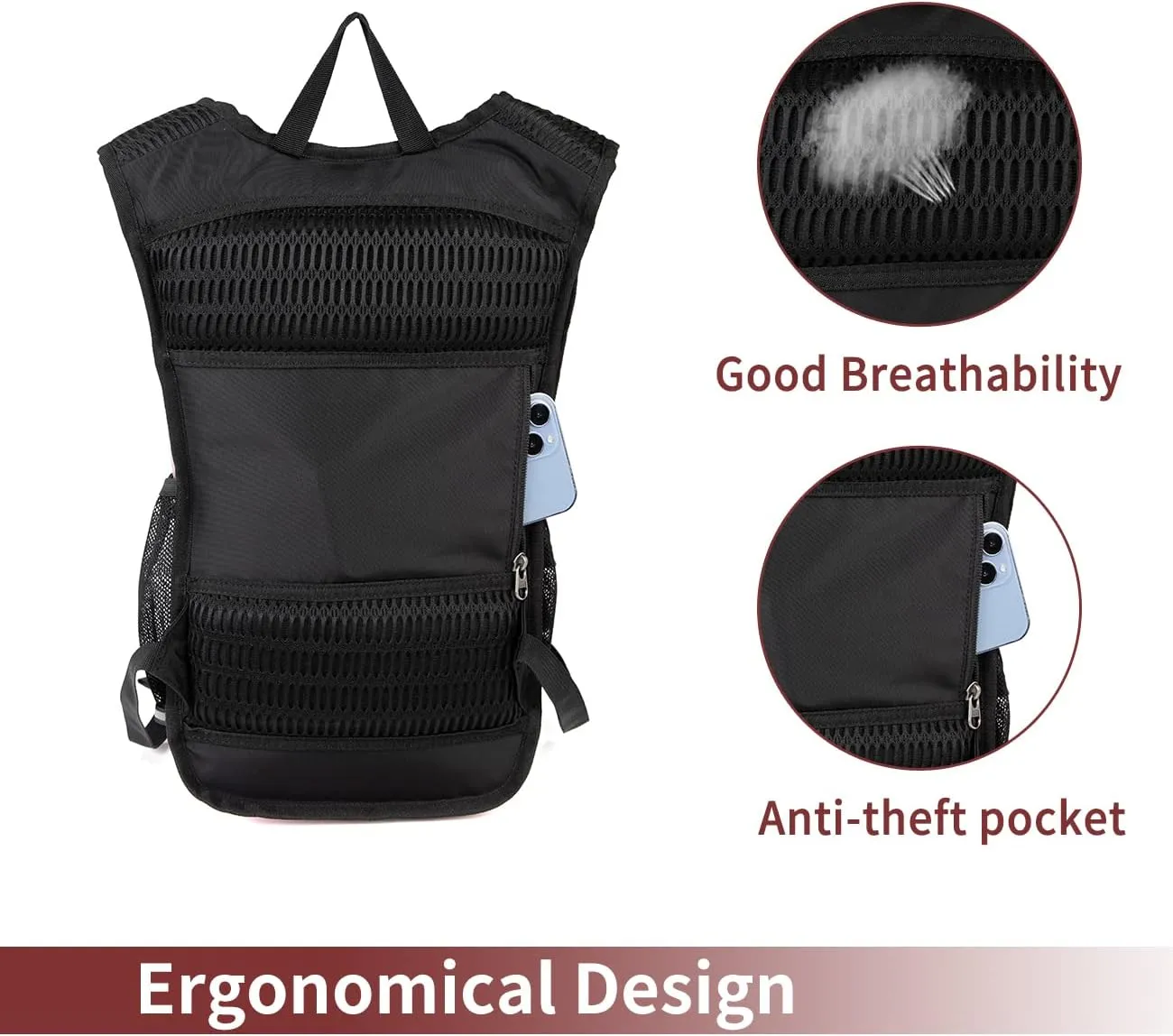 Hydration Backpack Pack with Cool Lights, 2L Water Bladder, Lightweight Bag for Running, Hiking, Bike, Climbing, Music Festival Essential, and Rave