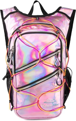 Hydration Backpack Pack with Cool Lights, 2L Water Bladder, Lightweight Bag for Running, Hiking, Bike, Climbing, Music Festival Essential, and Rave