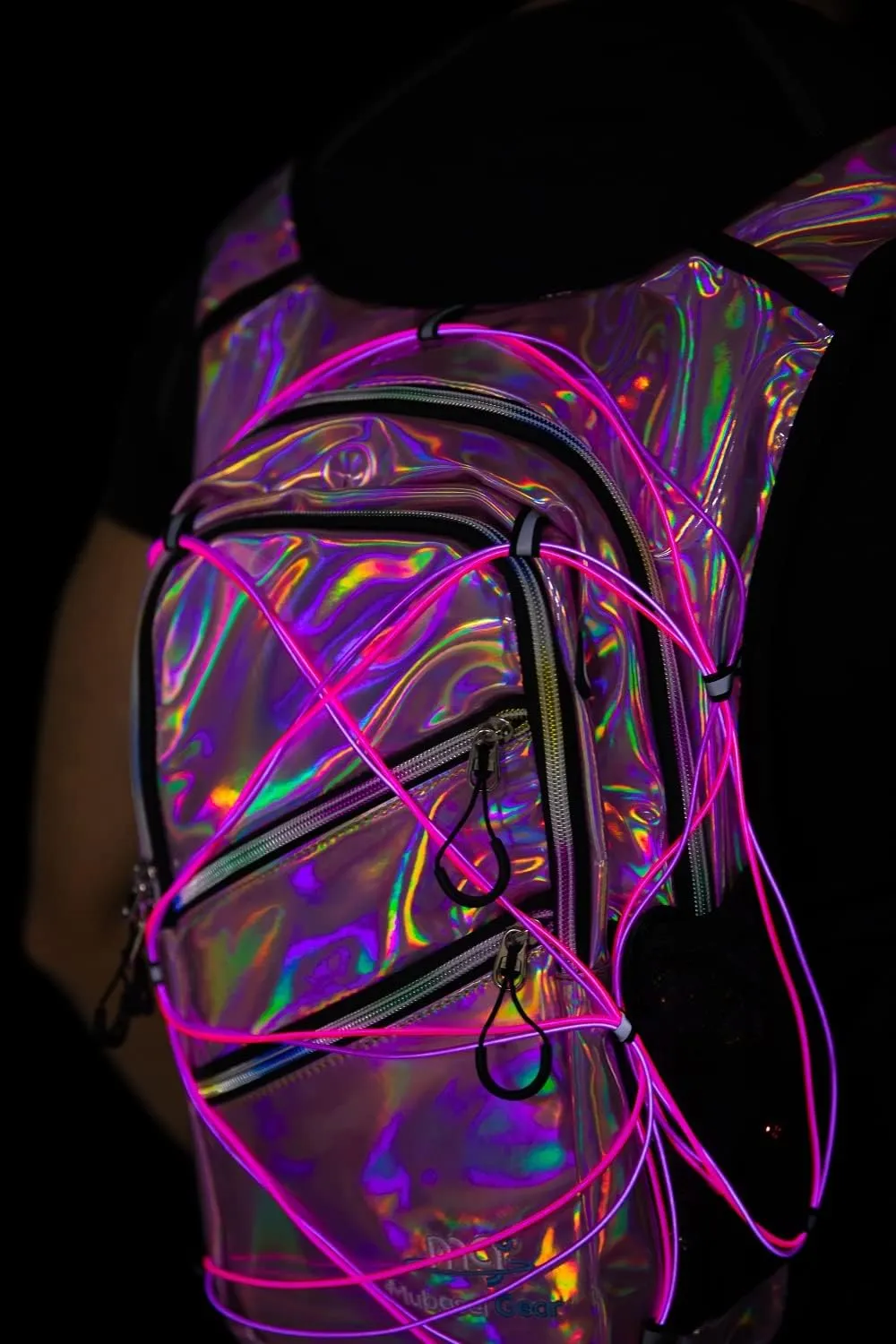 Hydration Backpack Pack with Cool Lights, 2L Water Bladder, Lightweight Bag for Running, Hiking, Bike, Climbing, Music Festival Essential, and Rave