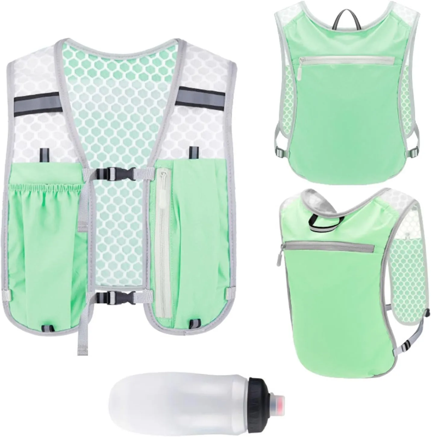 Hydration Vest Pack Running Backpack Lightweight Breathable Outdoor with 550ml Soft Bottle Sport Bag for Camping Race Cycling Trail