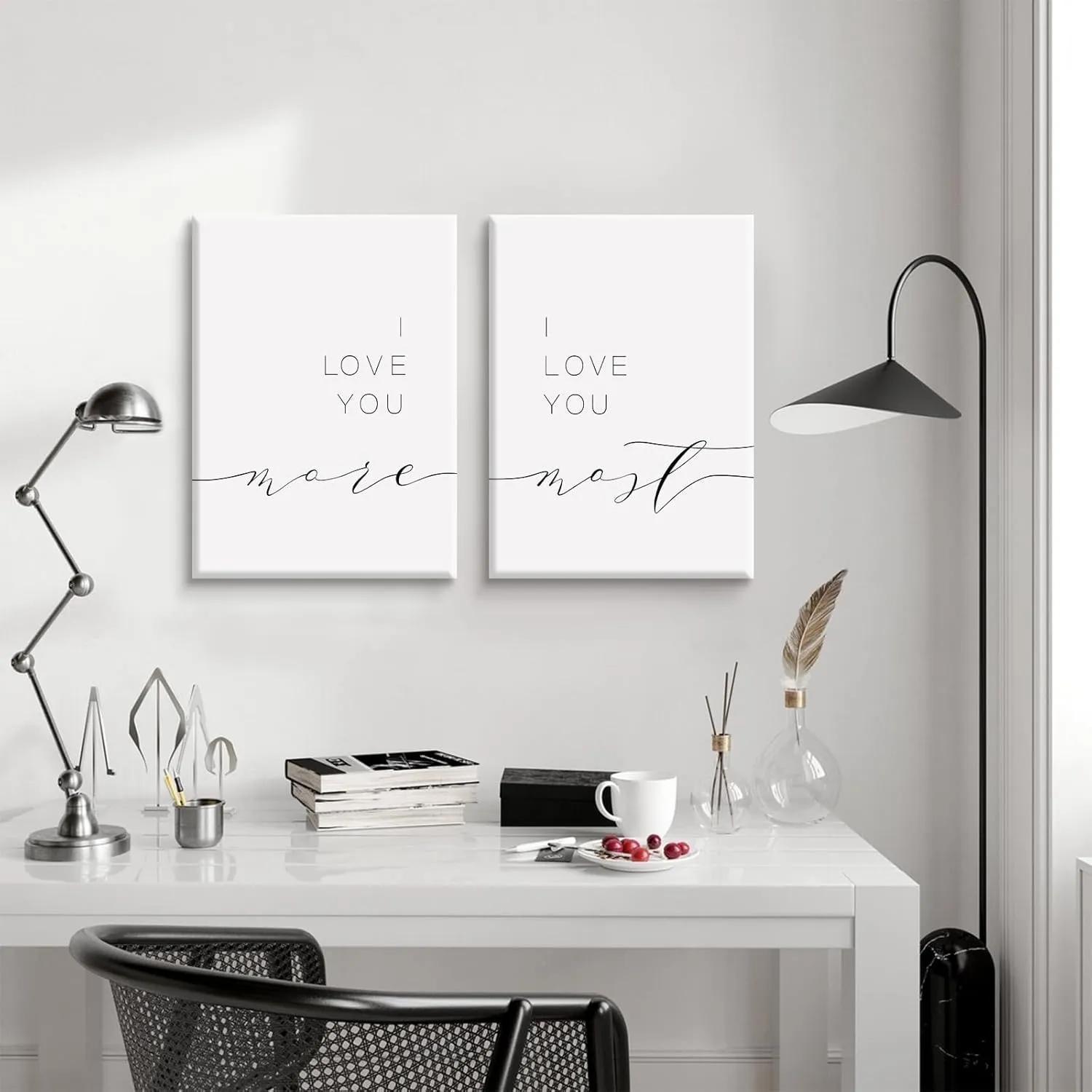 I Love You More I Love You Most Wall Decor Loving Quotes Canvas Wall Art Above Bedroom Prints for Couples Minimalist Pictures Romantic Poster Bedroom Artwork Painting 16x24x2 Inch Wrapped Canvas