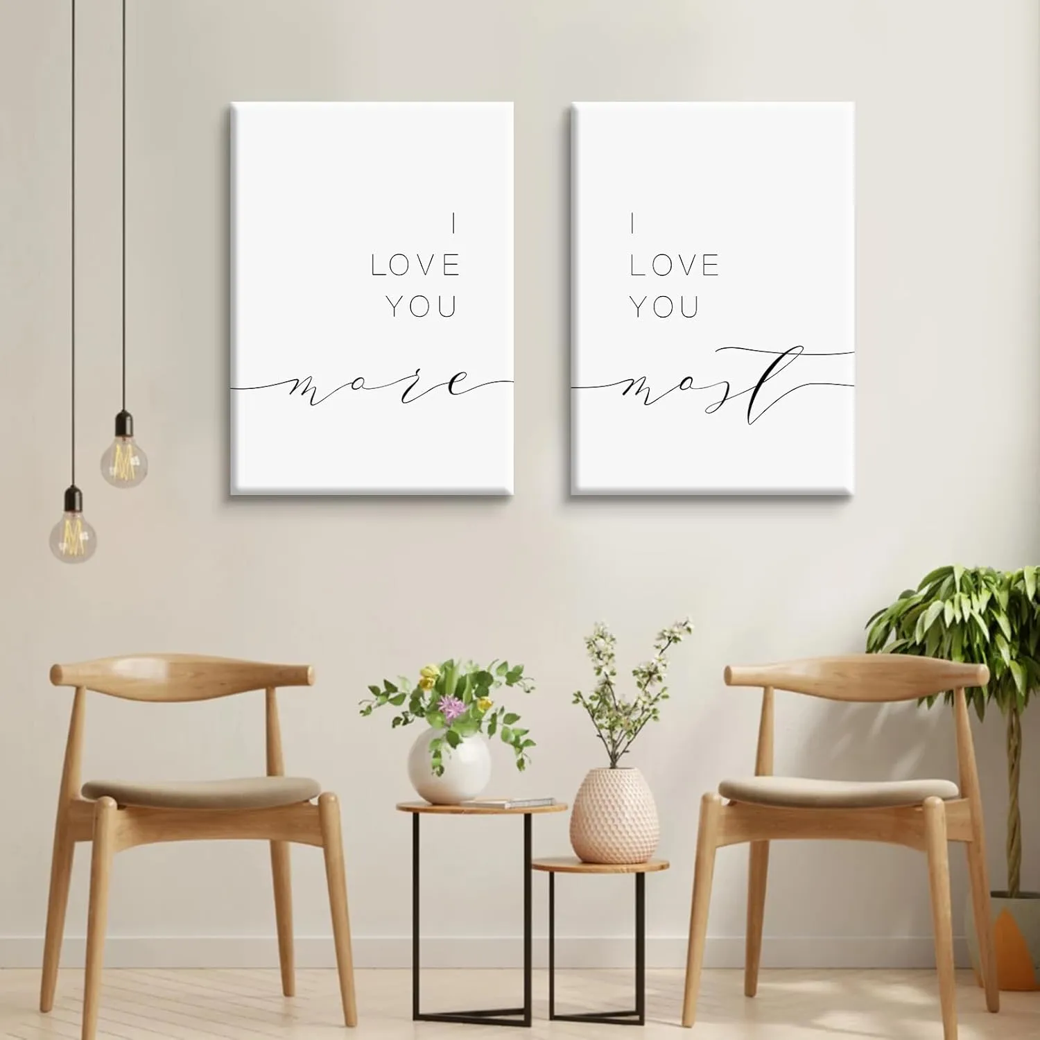 I Love You More I Love You Most Wall Decor Loving Quotes Canvas Wall Art Above Bedroom Prints for Couples Minimalist Pictures Romantic Poster Bedroom Artwork Painting 16x24x2 Inch Wrapped Canvas