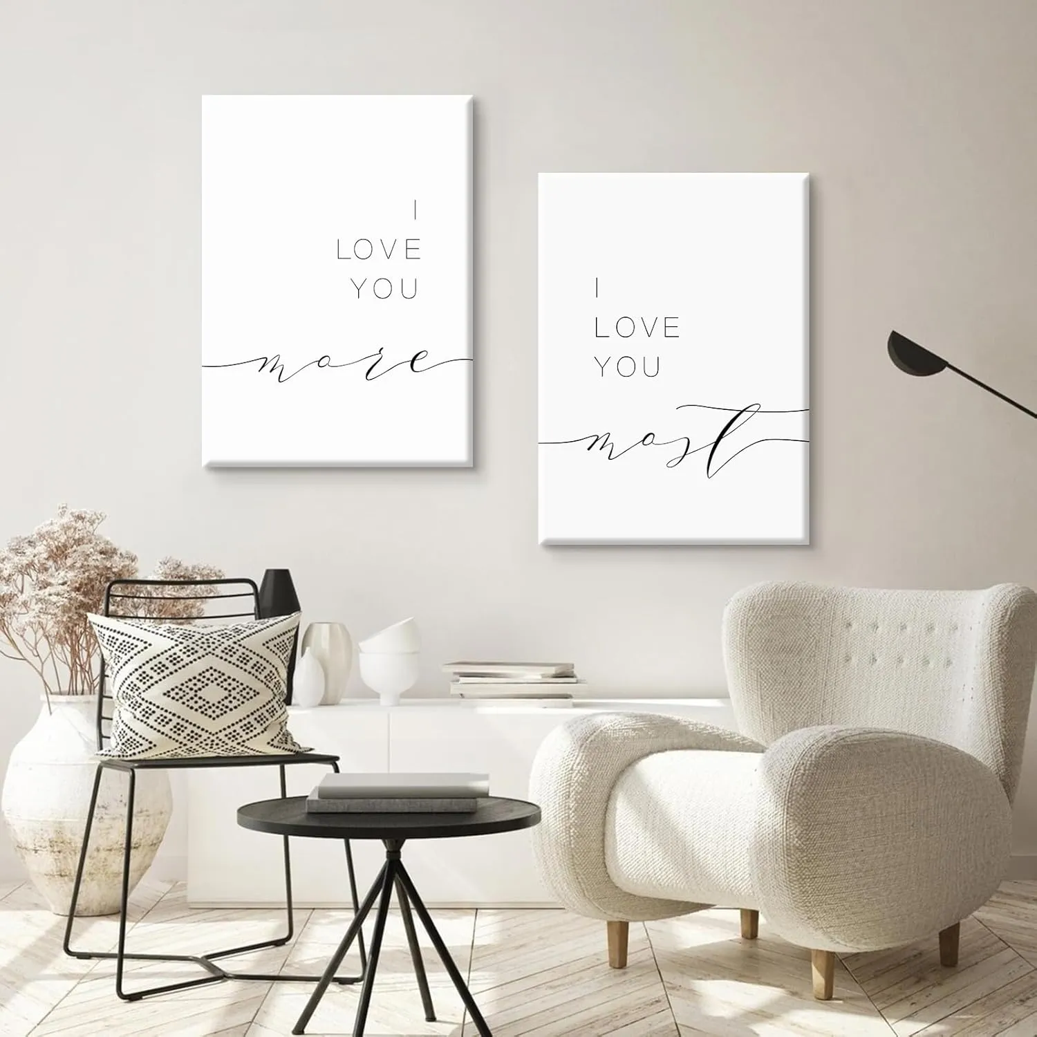 I Love You More I Love You Most Wall Decor Loving Quotes Canvas Wall Art Above Bedroom Prints for Couples Minimalist Pictures Romantic Poster Bedroom Artwork Painting 16x24x2 Inch Wrapped Canvas