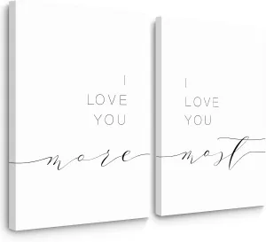 I Love You More I Love You Most Wall Decor Loving Quotes Canvas Wall Art Above Bedroom Prints for Couples Minimalist Pictures Romantic Poster Bedroom Artwork Painting 16x24x2 Inch Wrapped Canvas