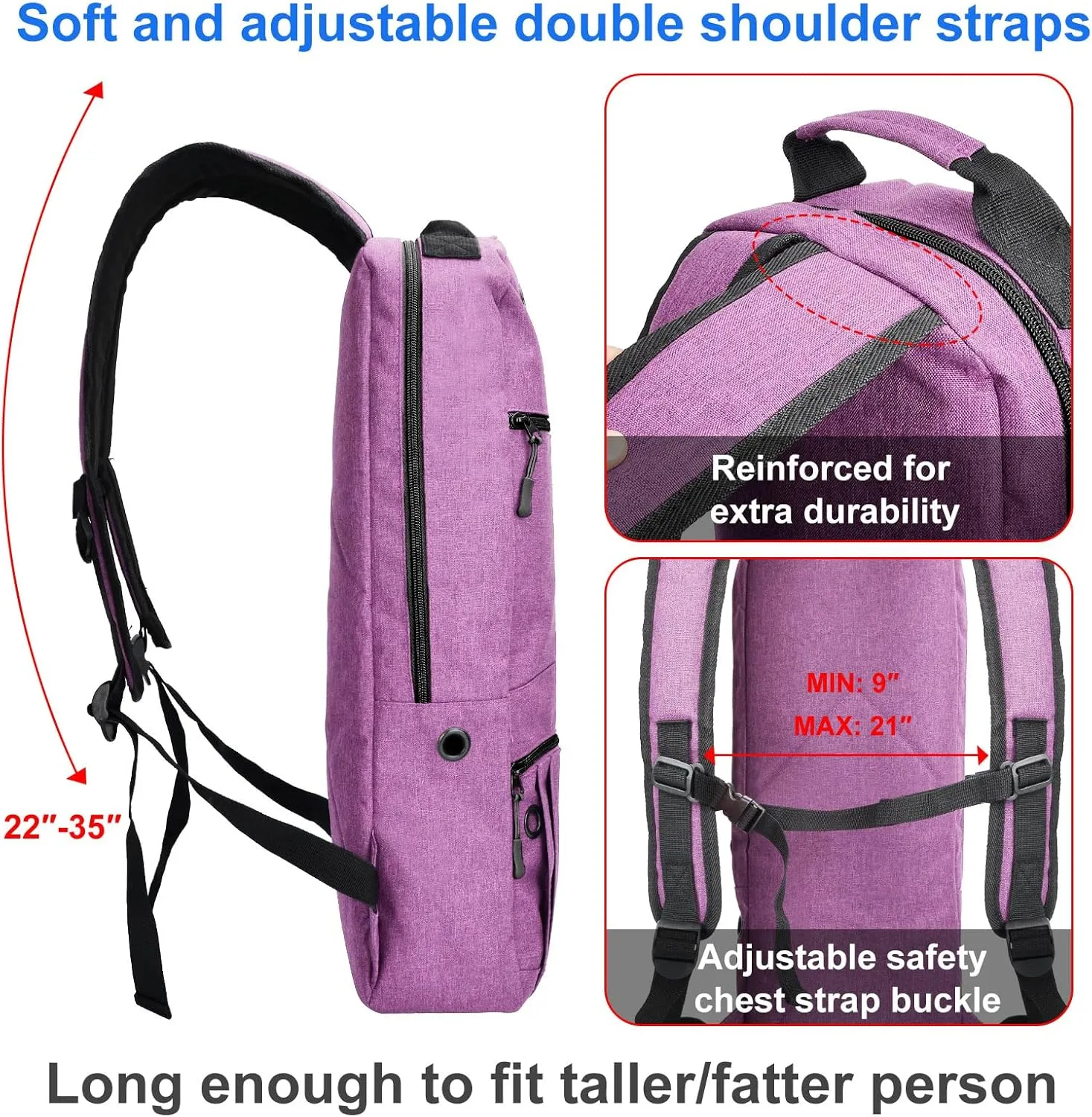 iGuerburn Oxygen Tank Backpack Size D, Portable Oxygen Backpack for D/M15 JD/M22 Cylinder Bag O2 Tank Carrier Holder for Travel (Purple)