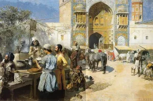 iIIHARTII Print Poster Canvas Wall Art Classic Print Art an Open-air Restaurant Lahore by Edwin Lord Weeks Painting Artwork for Home Decor 60x90cm