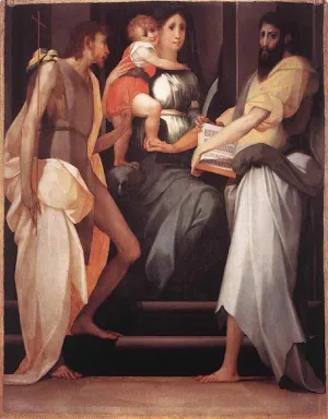 iiRTTFiRT Classic Canvas Posters Painting Wall Art Lady Enthroned Between Two Saints by Rosso Fiorentino Famous Painting for Home Decor 60x90cm