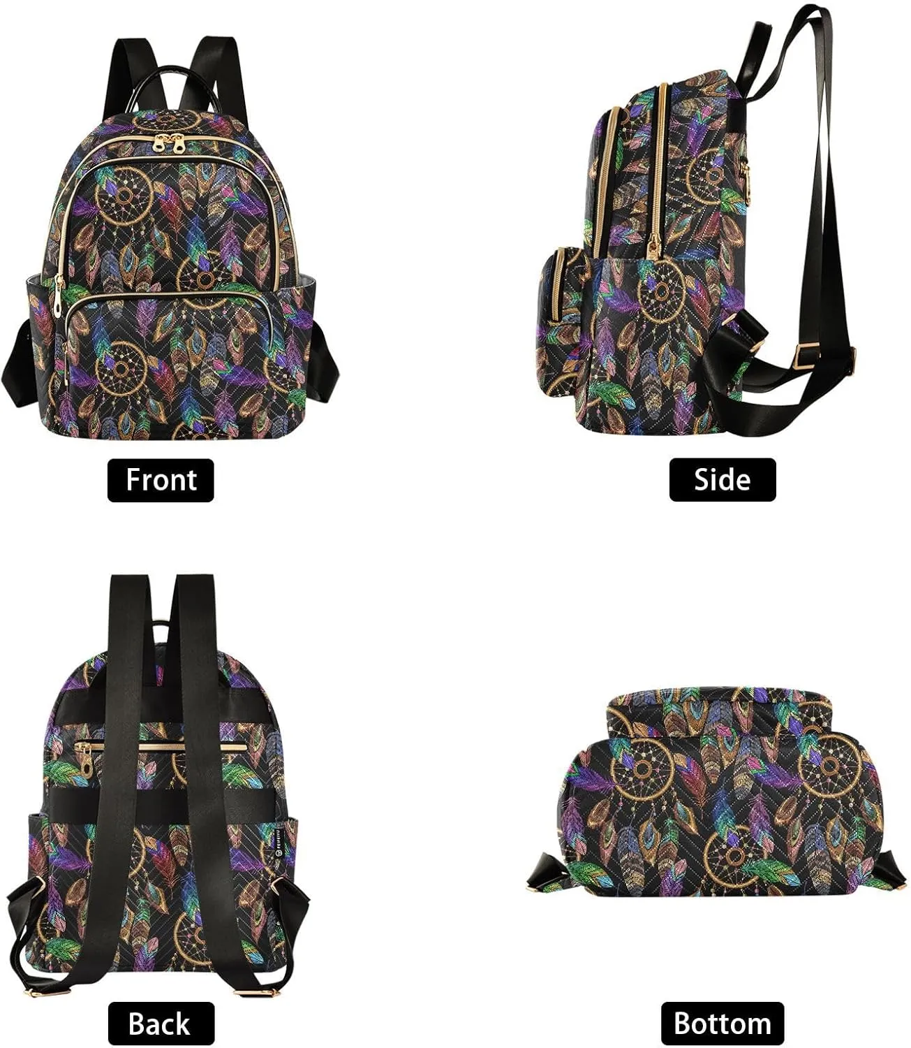 Indian Dreamcatcher Mandala Feather Mini Backpack Fashion Backpack Purse for Women,Handbag Shoulder Bag Casual Daypack, Ladies Gift for College Work （M）