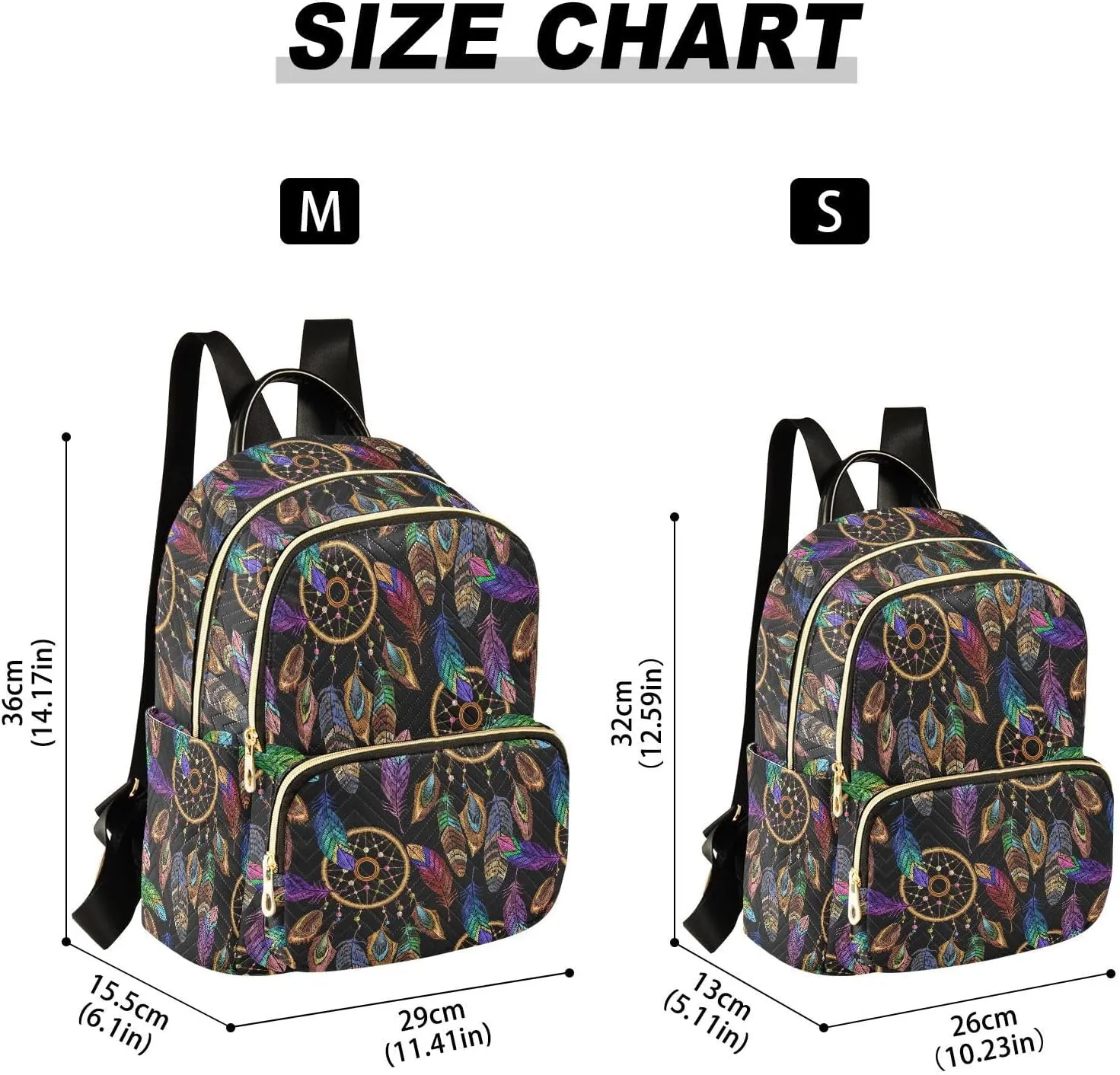 Indian Dreamcatcher Mandala Feather Mini Backpack Fashion Backpack Purse for Women,Handbag Shoulder Bag Casual Daypack, Ladies Gift for College Work （M）
