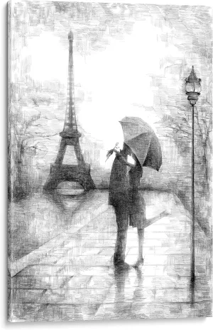 INTALENCE ART Unique Romantic Paris Wall Decor, 8x12in Canvas Wall Art Eiffel Tower Print on Canvas, Modern Home and Office Decoration. Premium Giclee Print Gallery Wrap Black and White Easy to Hang.