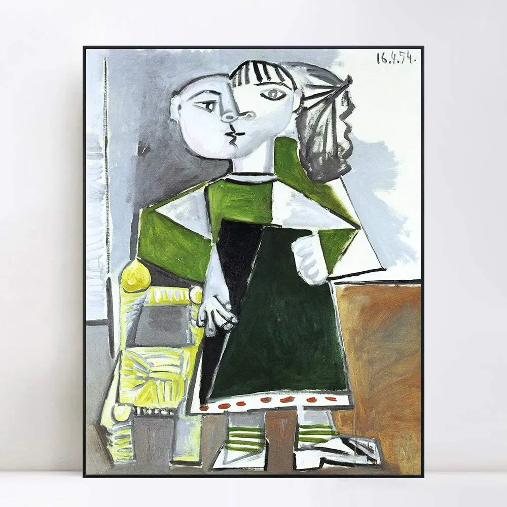 INVIN ART Framed Canvas Giclee Print Art 1954 Paloma debout by Pablo Picasso Wall Art Living Room Home Office Decorations(Black Slim Frame,24"x32")