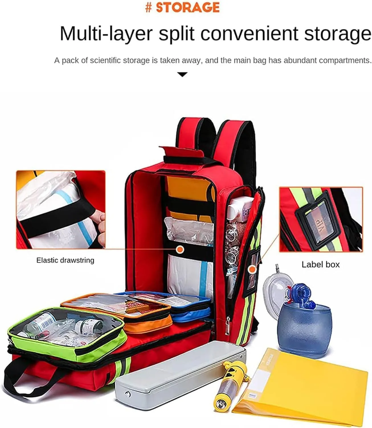 IOCCIOBB Empty First Aid Bag Emergency Responder Trauma Bag First Aid Kit Bag Large Medical Backpack (Bag Only)(Green)