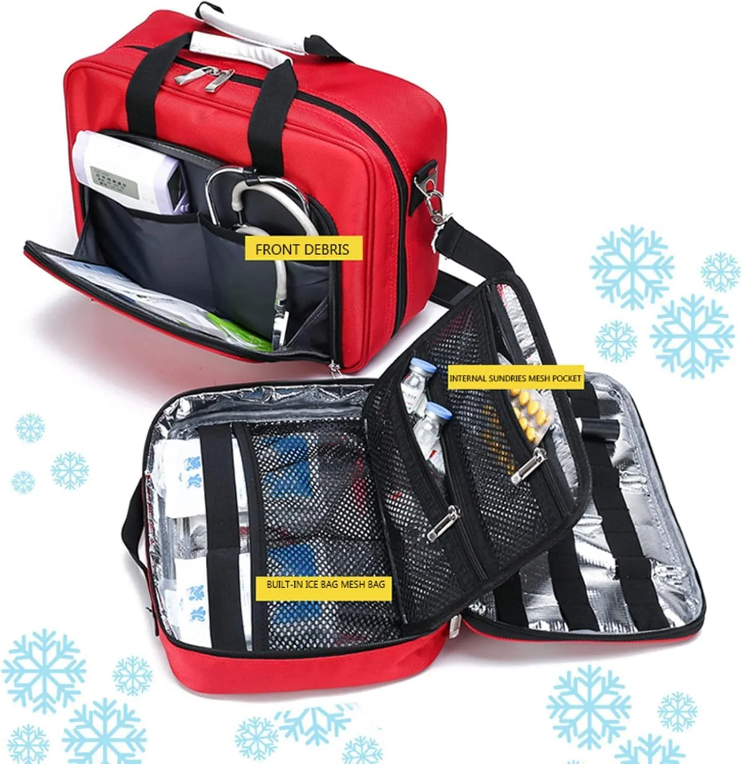 IOCCIOBB Trauma First Aid Kits Storage Bag,Emergency Shoulder Bag Empty, First Responder Bag with Handle for Home, Office, and Outdoor Adventures(Navy Blue)