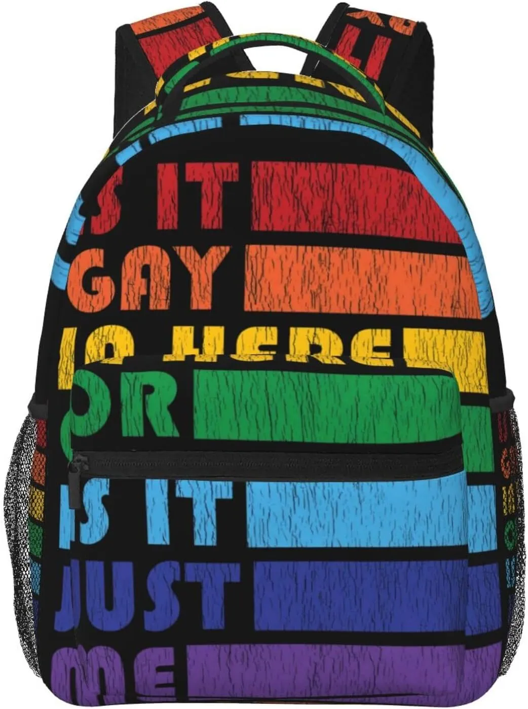 Is It Gay In Here Gender LGBT Pride Rainbow Backpack Lightweight Laptop Backpack Casual Daypack Travel Double Shoulder Bag For Women Men