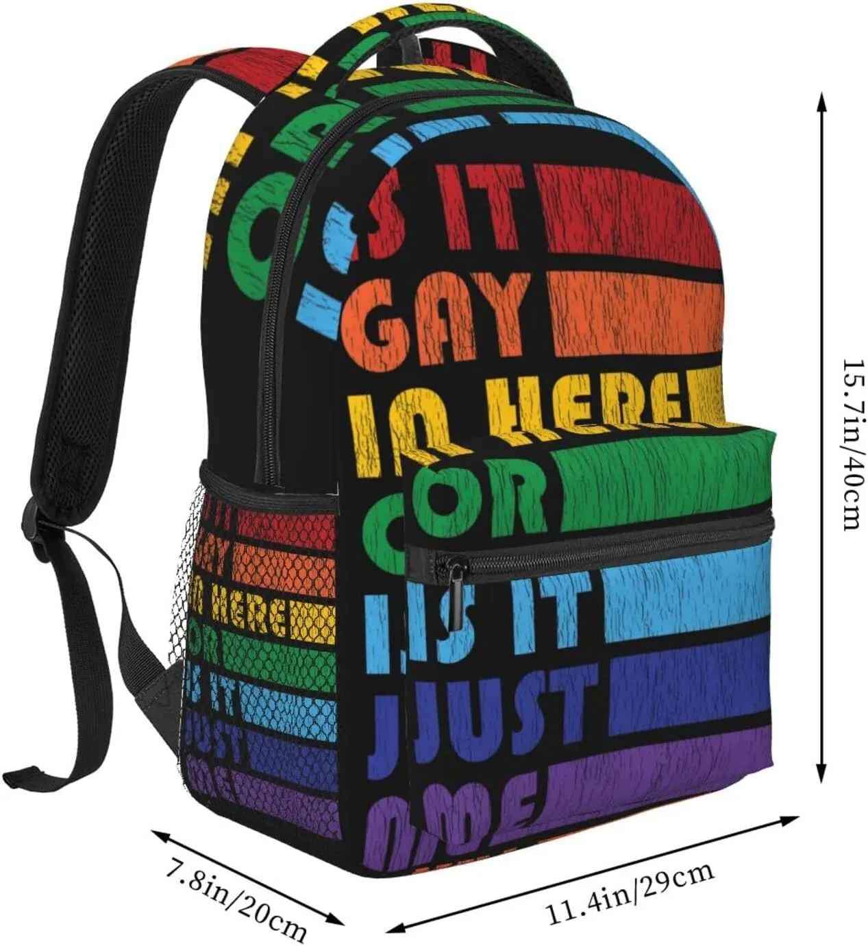 Is It Gay In Here Gender LGBT Pride Rainbow Backpack Lightweight Laptop Backpack Casual Daypack Travel Double Shoulder Bag For Women Men