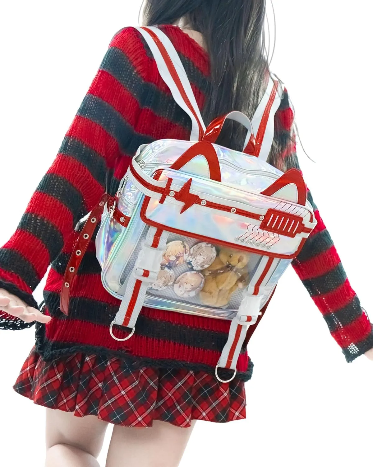 Ita Bag Electronic Cat Cotton Doll Large Capacity Shoulders (black and white)