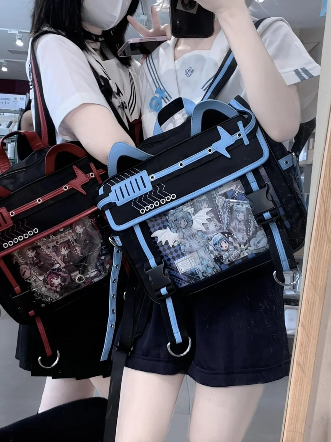 Ita Bag Electronic Cat Cotton Doll Large Capacity Shoulders (black and white)