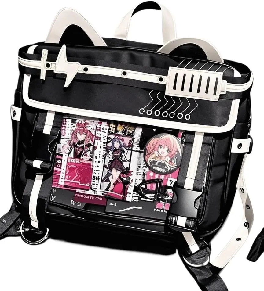 Ita Bag Electronic Cat Cotton Doll Large Capacity Shoulders (black and white)