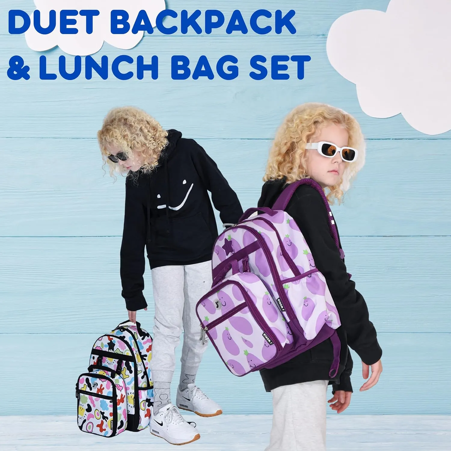 J World New York Unisex Kid's Backpack with Lunch Bag Set, Kiddo, One Size