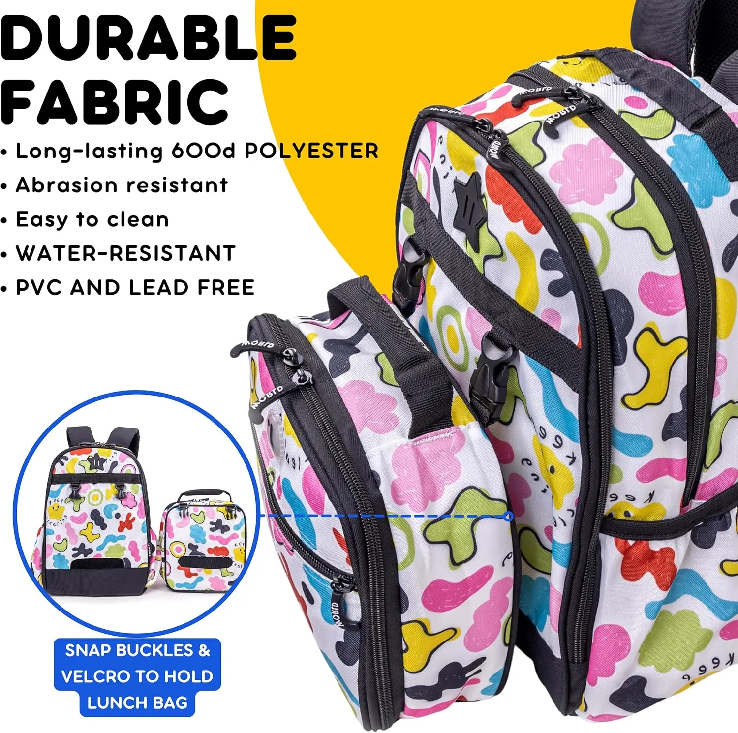 J World New York Unisex Kid's Backpack with Lunch Bag Set, Kiddo, One Size