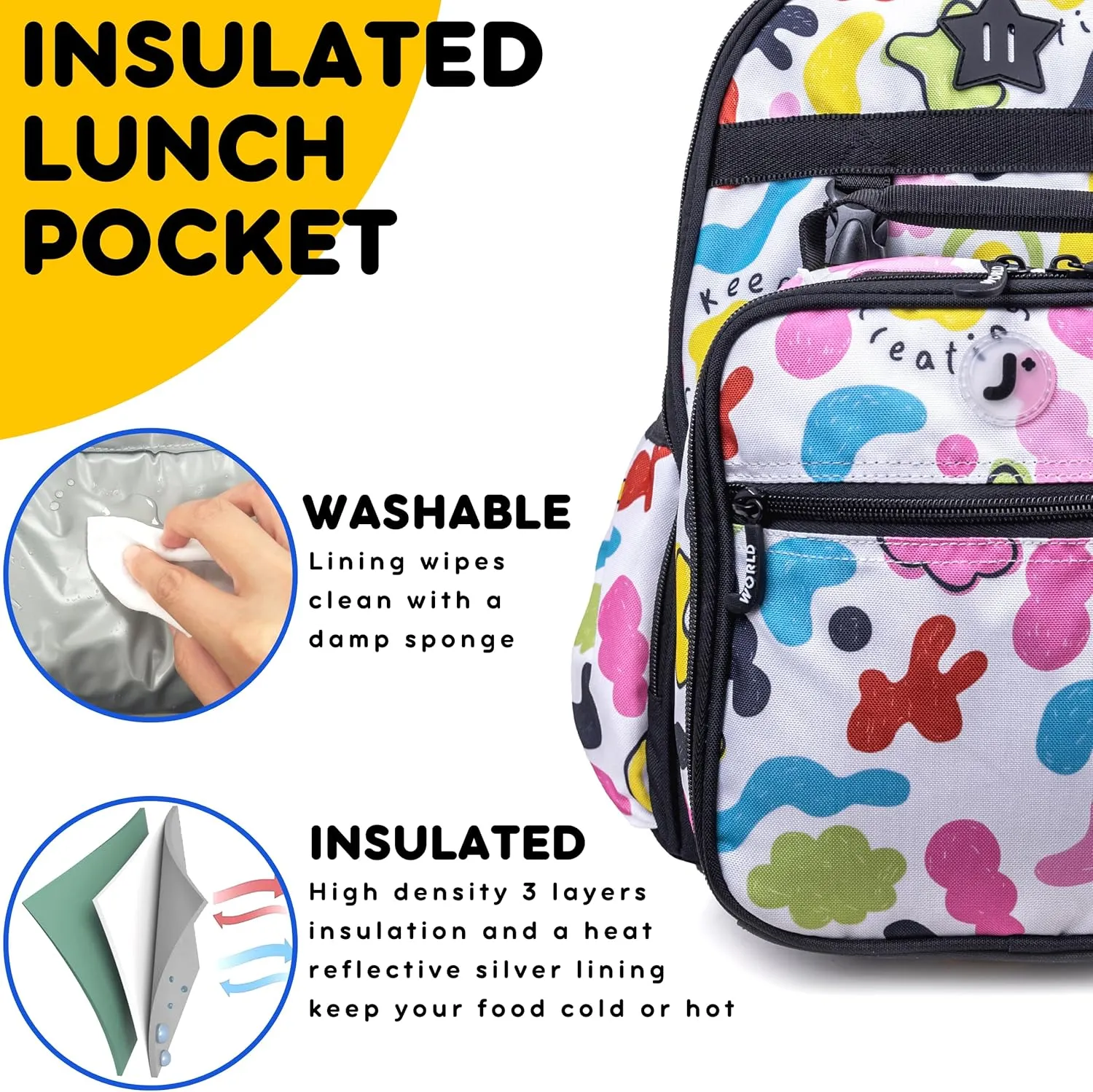 J World New York Unisex Kid's Backpack with Lunch Bag Set, Kiddo, One Size