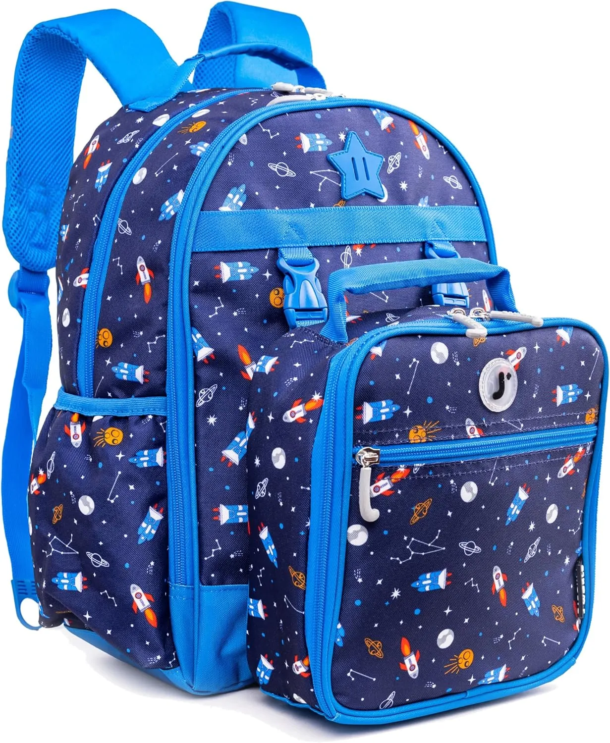 J World New York Unisex Kid's Backpack with Lunch Bag Set, Spaceship, One Size
