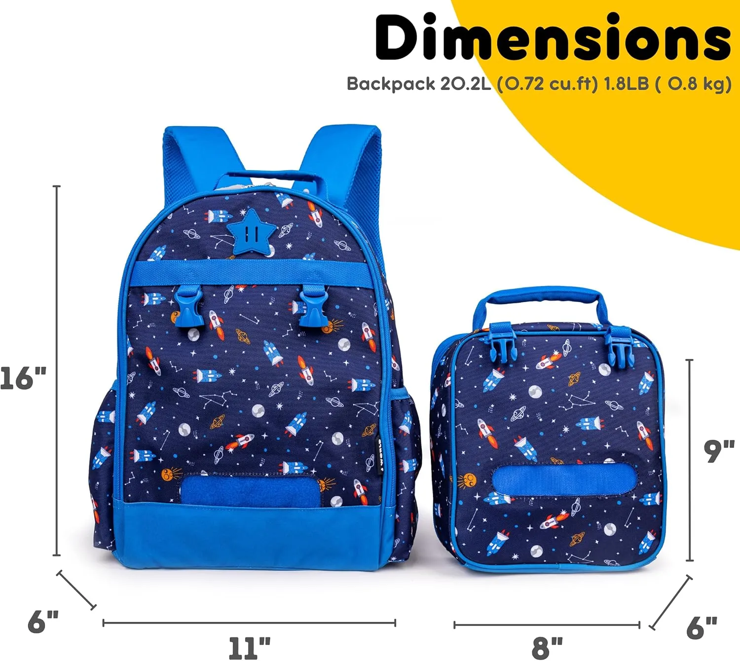 J World New York Unisex Kid's Backpack with Lunch Bag Set, Spaceship, One Size