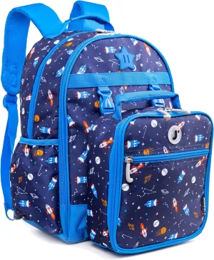 J World New York Unisex Kid's Backpack with Lunch Bag Set, Spaceship, One Size