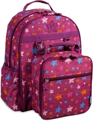 J World New York Unisex Kid's Backpack with Lunch Bag Set, Stars, One Size