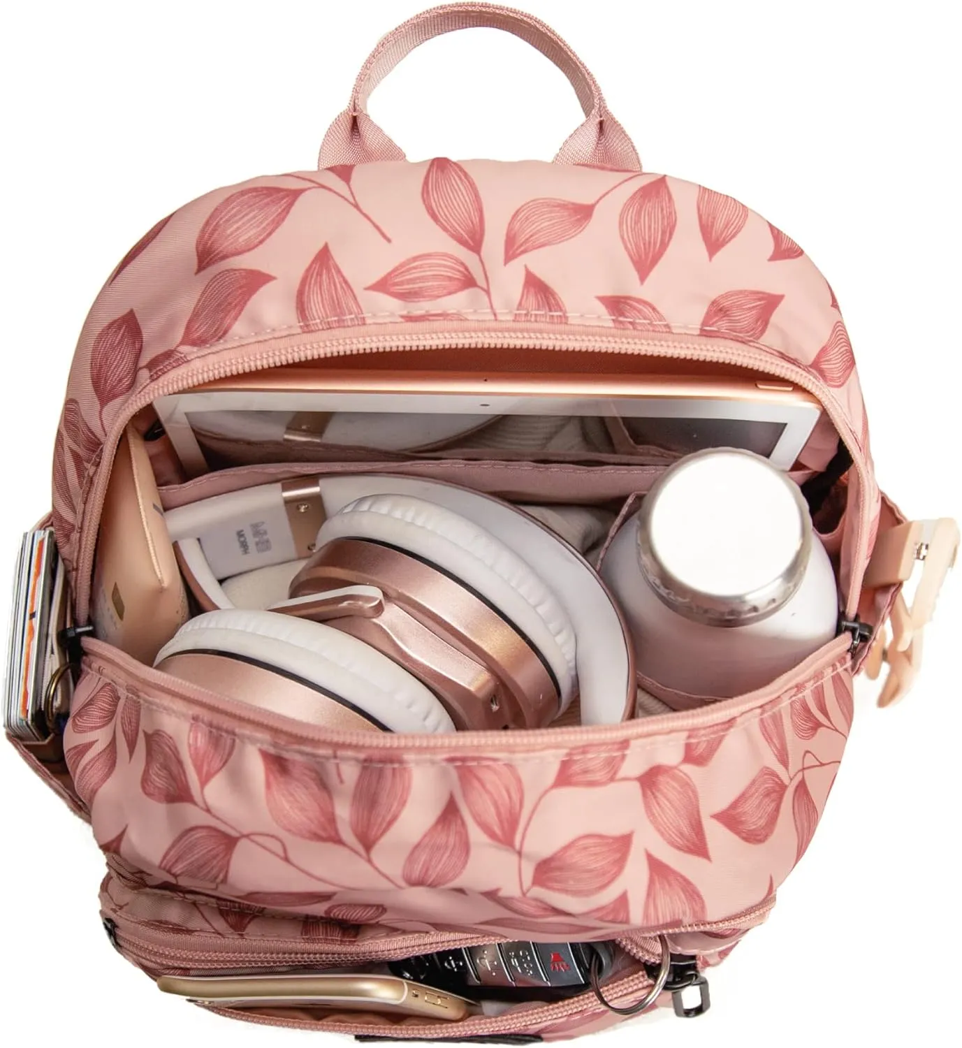 Jadyn Mini Backpack for Women, Small Backpack Purse for Women, Mini Travel Bag, 8.5 Liter Daypack, Millie Backpack with Cute Designs (Blush Leaflet)