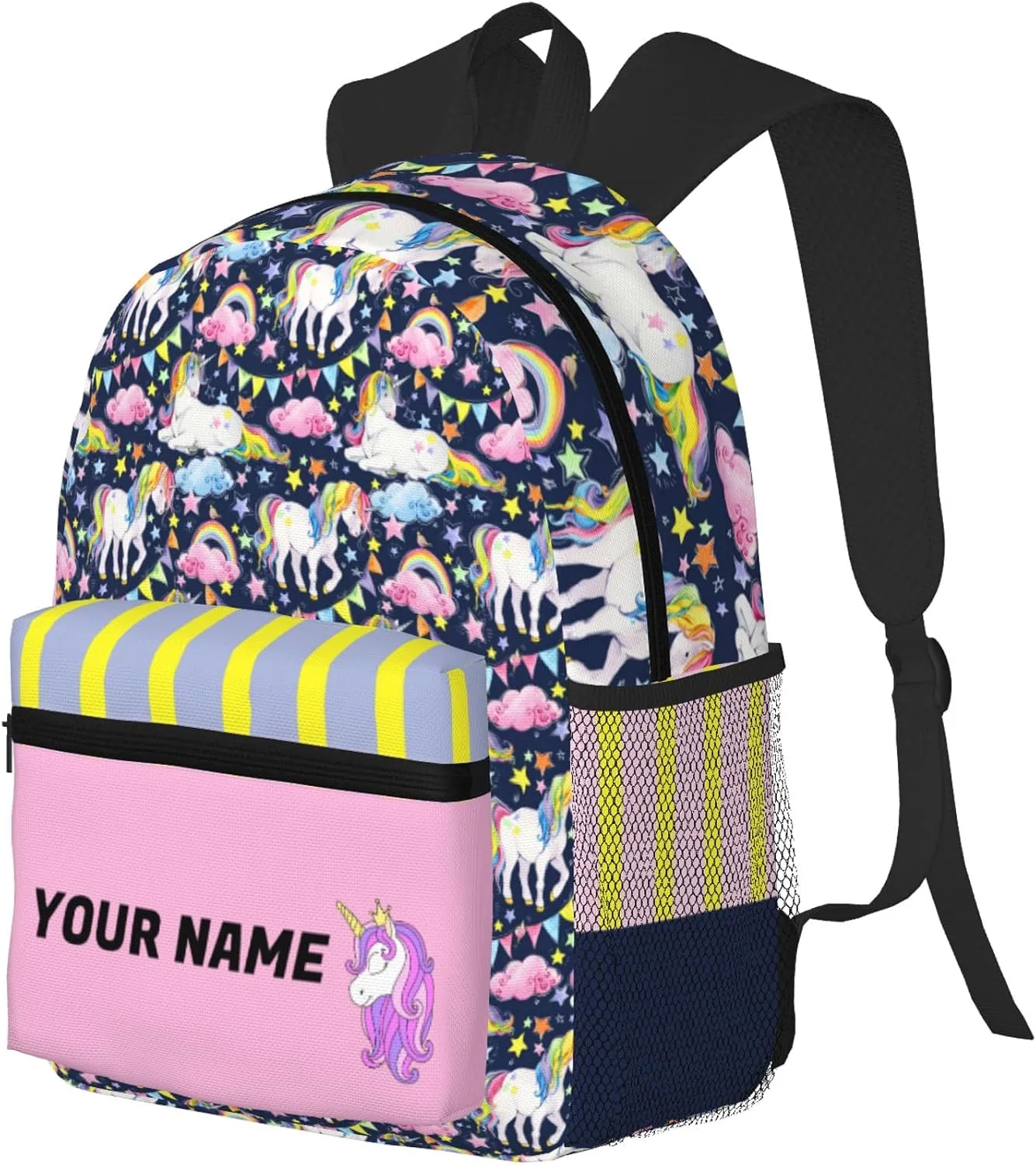 J&SBGFT Custom Backpack for Boys & Girls, Personalized Toddler Backpack with Name, Unicorn Print Kid School Bookbag 15in