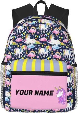 J&SBGFT Custom Backpack for Boys & Girls, Personalized Toddler Backpack with Name, Unicorn Print Kid School Bookbag 15in