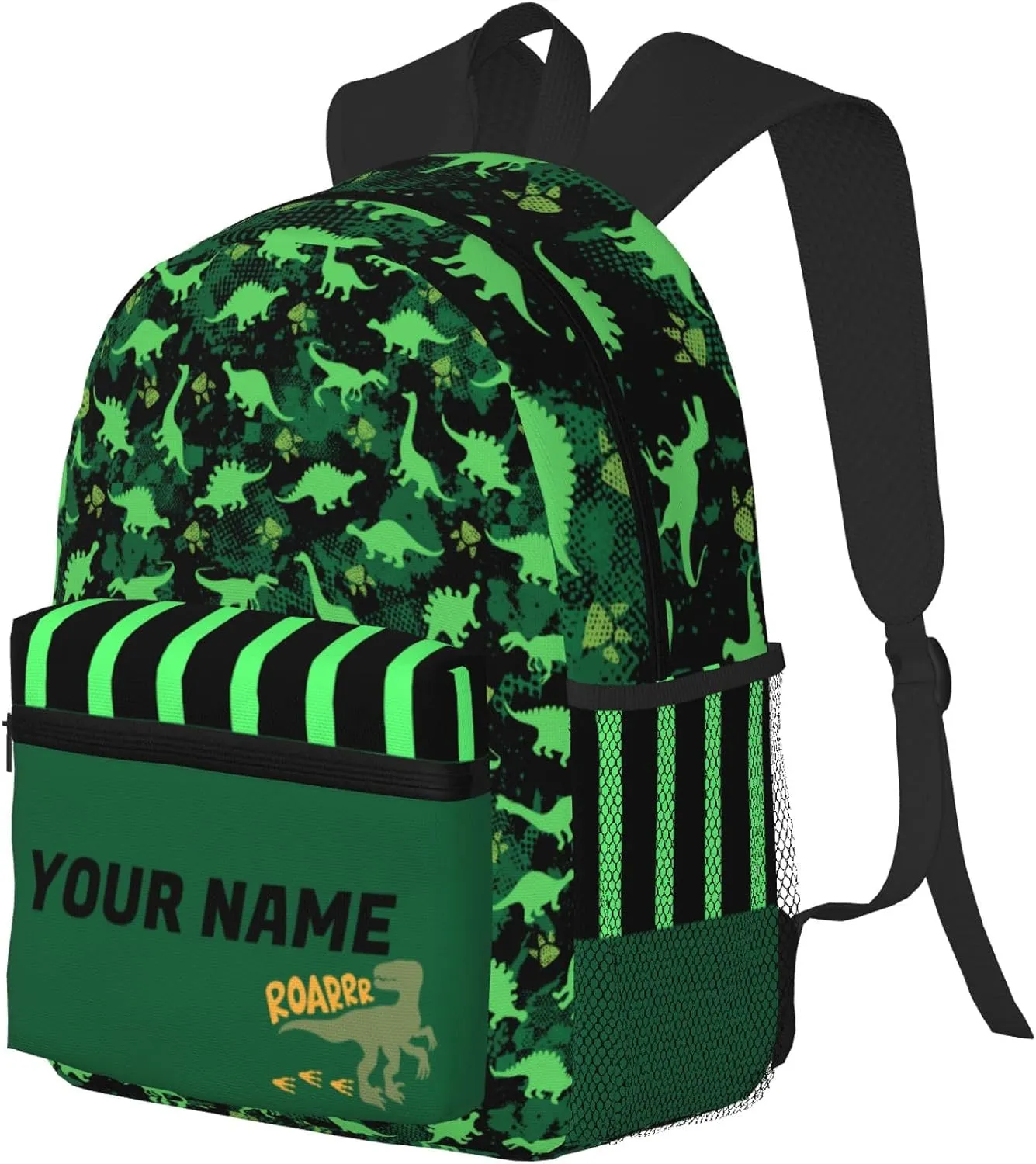 J&SBGFT Custom Backpack for Boys Girls,Personalized Toddler Backpack with Name,Customization Dinosaur Print Kid School Backpack Cute Bookbag 15in