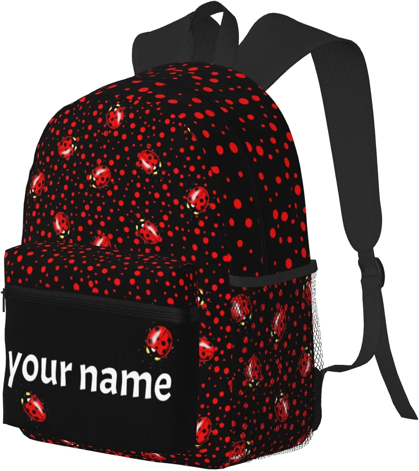 J&SBGFT Custom Backpack for Boys Girls,Personalized Toddler Backpack with Name,Customization Ladybug Print Kid School Backpack Cute Bookbag 15in