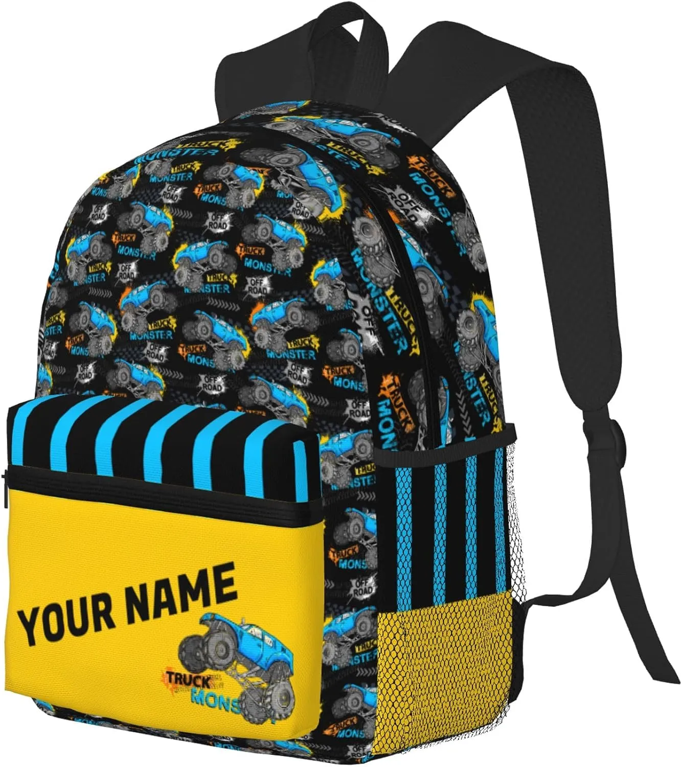 J&SBGFT Custom Backpack for Boys Girls,Personalized Toddler Backpack with Name,Customization Truck Print Kid School Backpack Cute Bookbag 15in