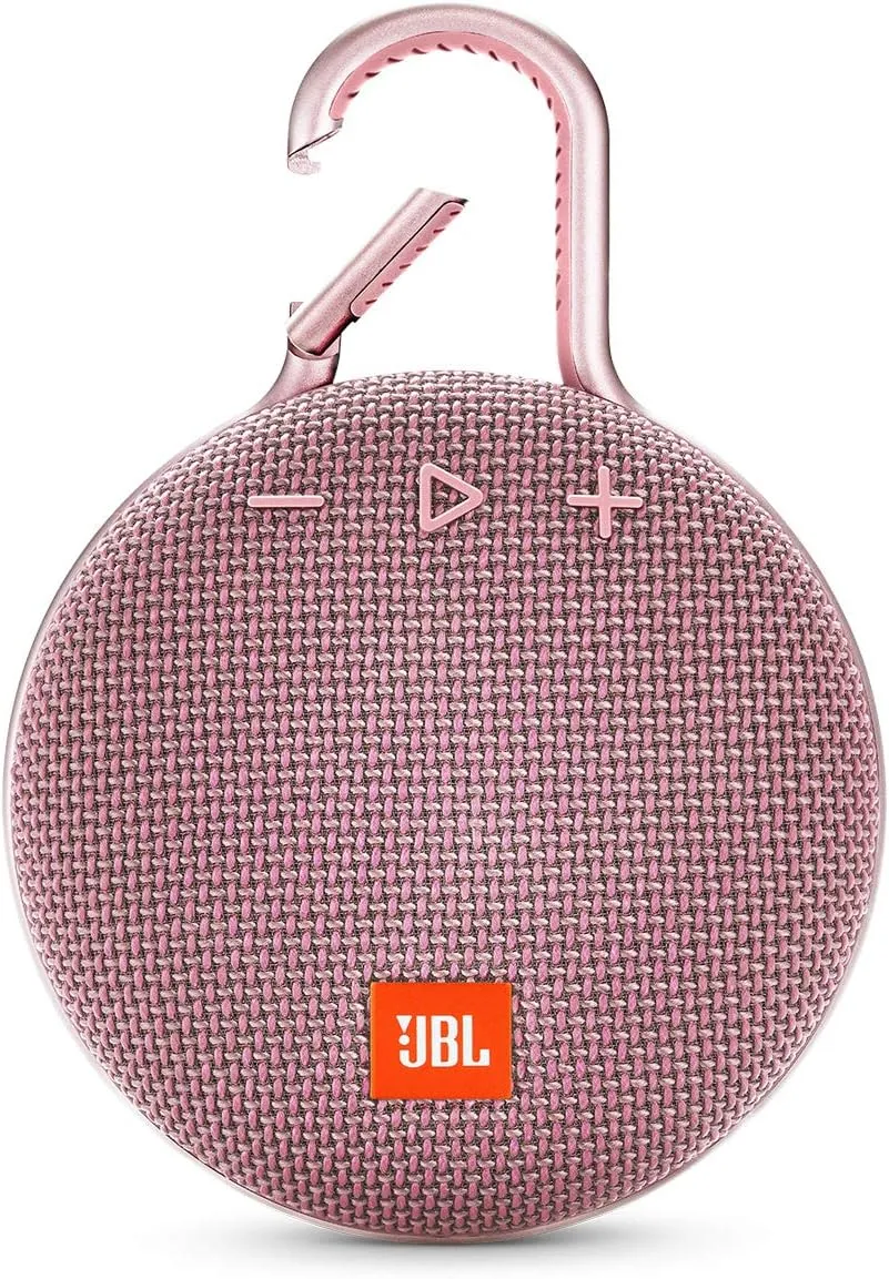 JBL Clip 3, Dusty Pink - Waterproof, Durable & Portable Bluetooth Speaker - Up to 10 Hours of Play - Includes Noise-Cancelling Speakerphone & Wireless Streaming