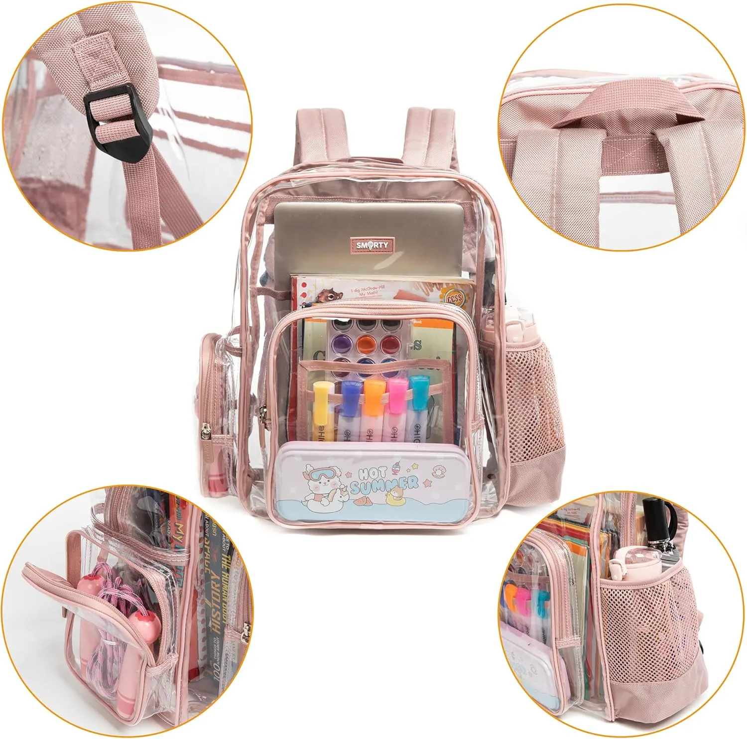 J.CARP Clear Bag Heavy Duty Backpack Durable Transparent See Through Bag