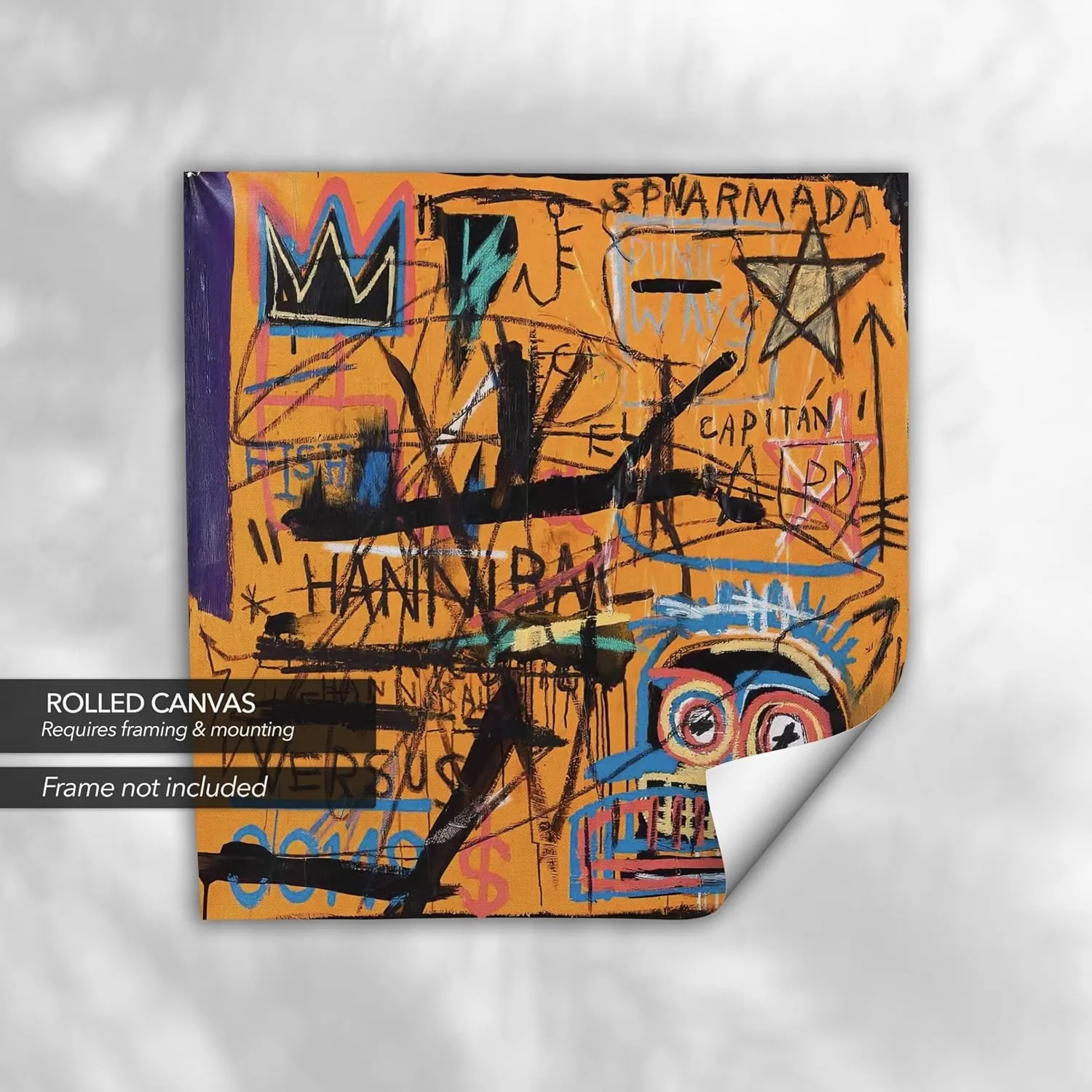 Jean-Michel Basquiat Untitled 1982 Canvas | Abstract Graffiti Art Print | Contemporary Urban Wall Decor