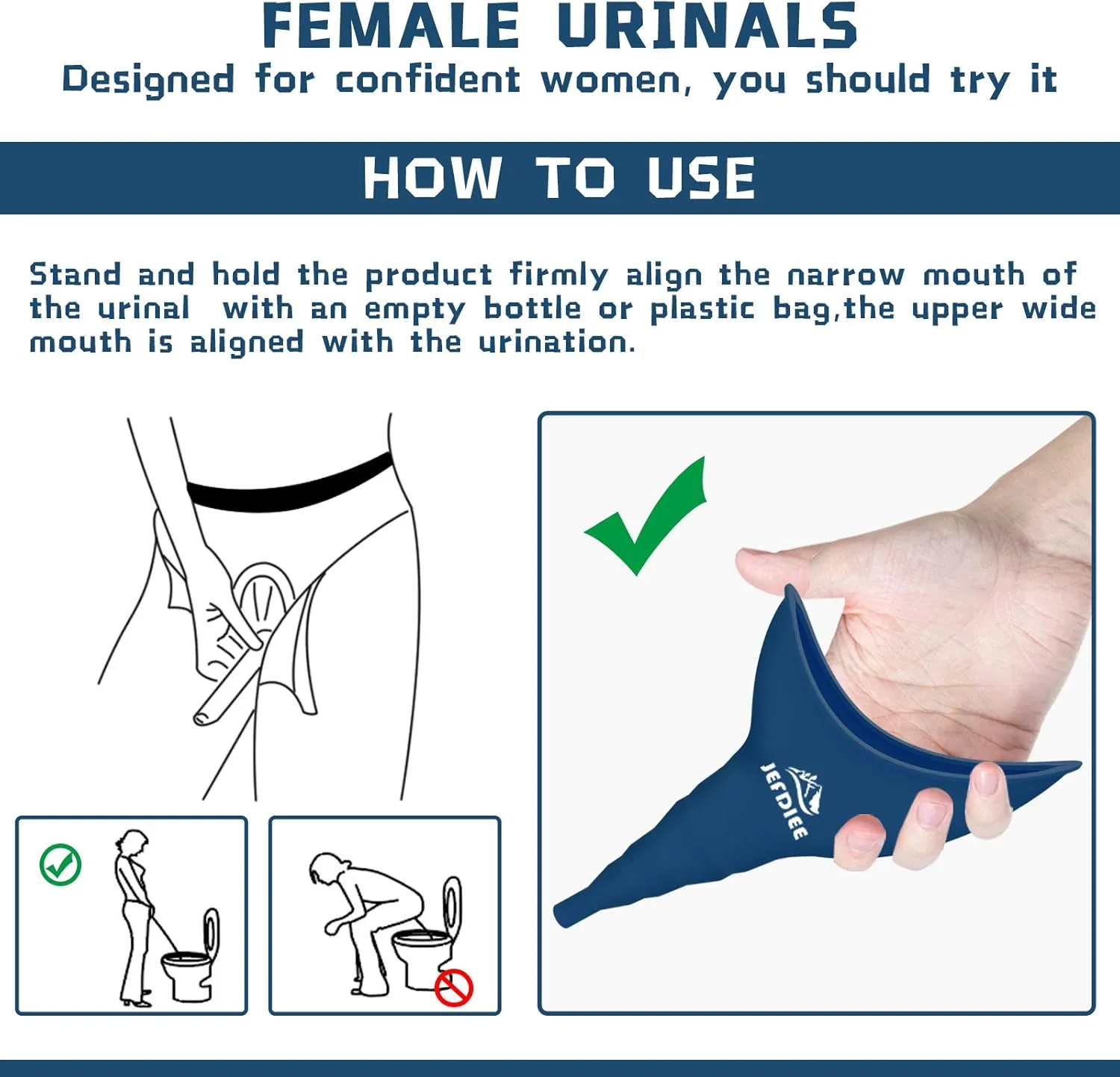 JefDiee Female Urination Device - Silicone Pee Funnel Allows Women to Pee Standing Up