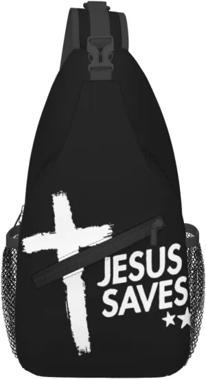 Jesus Cross Backpack for Travel Sport Running Chest Daypack Shoulder Sling Bag for Cycling Walking