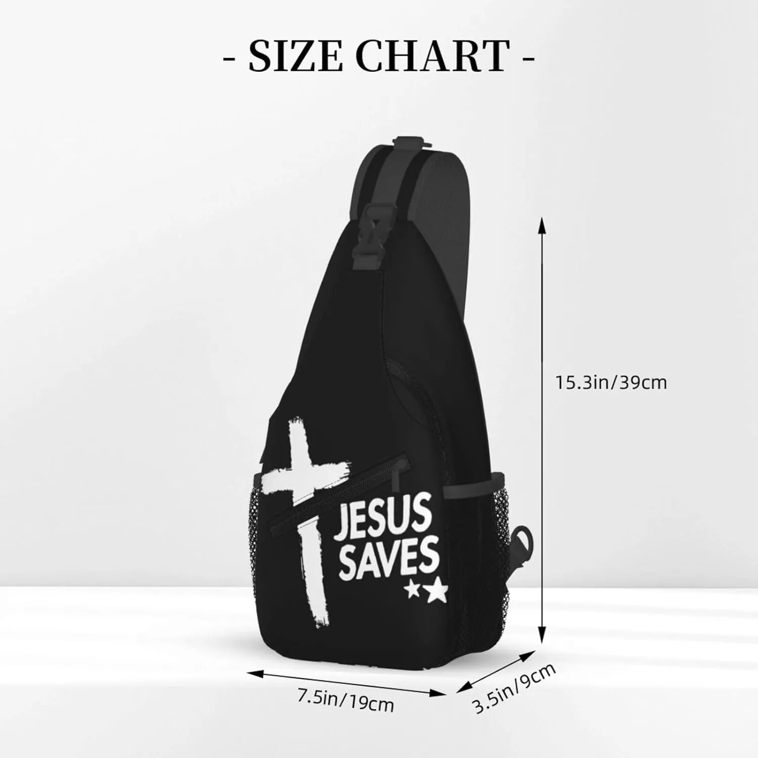 Jesus Cross Backpack for Travel Sport Running Chest Daypack Shoulder Sling Bag for Cycling Walking
