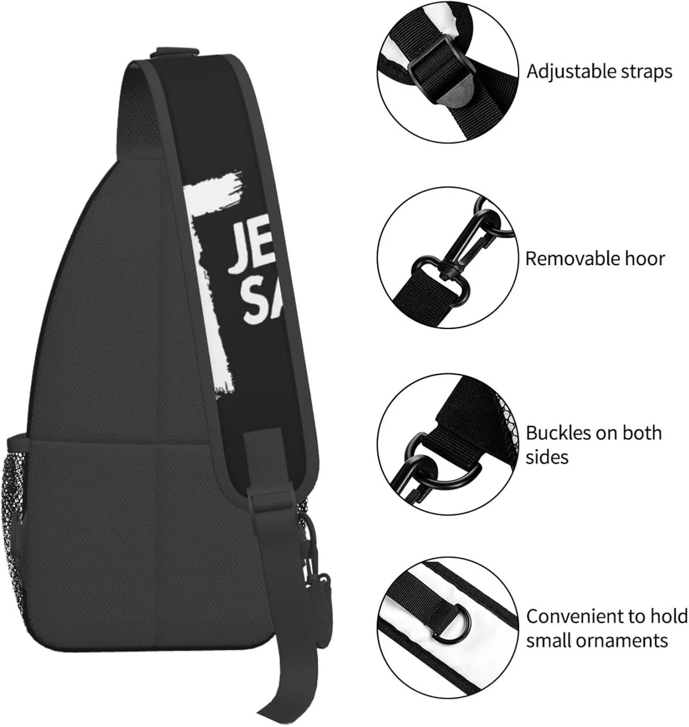 Jesus Cross Backpack for Travel Sport Running Chest Daypack Shoulder Sling Bag for Cycling Walking