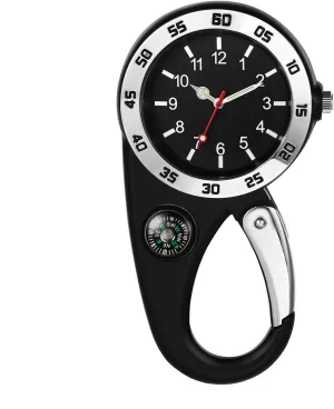 JewelryWe Men Women Clip Watch Mini Microlight Watch Analog Quartz Backpack Buckle Belt Fob Watch for Rock Climbing Doctors Nurses Chefs