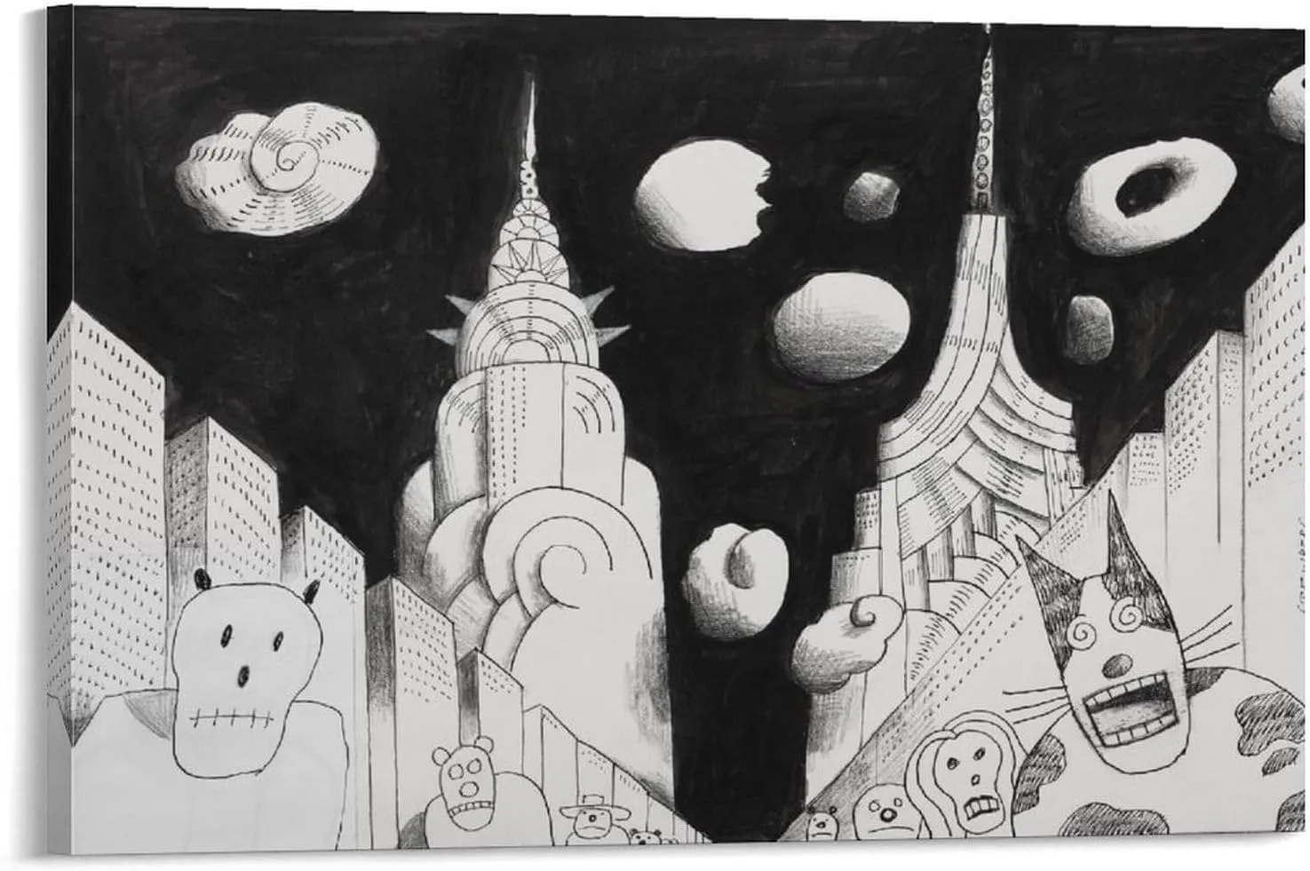 JIANPIN Saul Steinberg Untitled (7) Canvas Printing Famous Paintings, Wall Art Posters, Decorative H Artworks Canvas Poster Room Aesthetic Wall Art Prints Home Modern Decor Gifts Framed-unframed 16x24