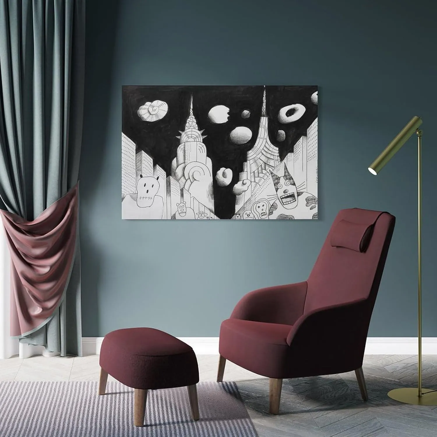 JIANPIN Saul Steinberg Untitled (7) Canvas Printing Famous Paintings, Wall Art Posters, Decorative H Artworks Canvas Poster Room Aesthetic Wall Art Prints Home Modern Decor Gifts Framed-unframed 16x24