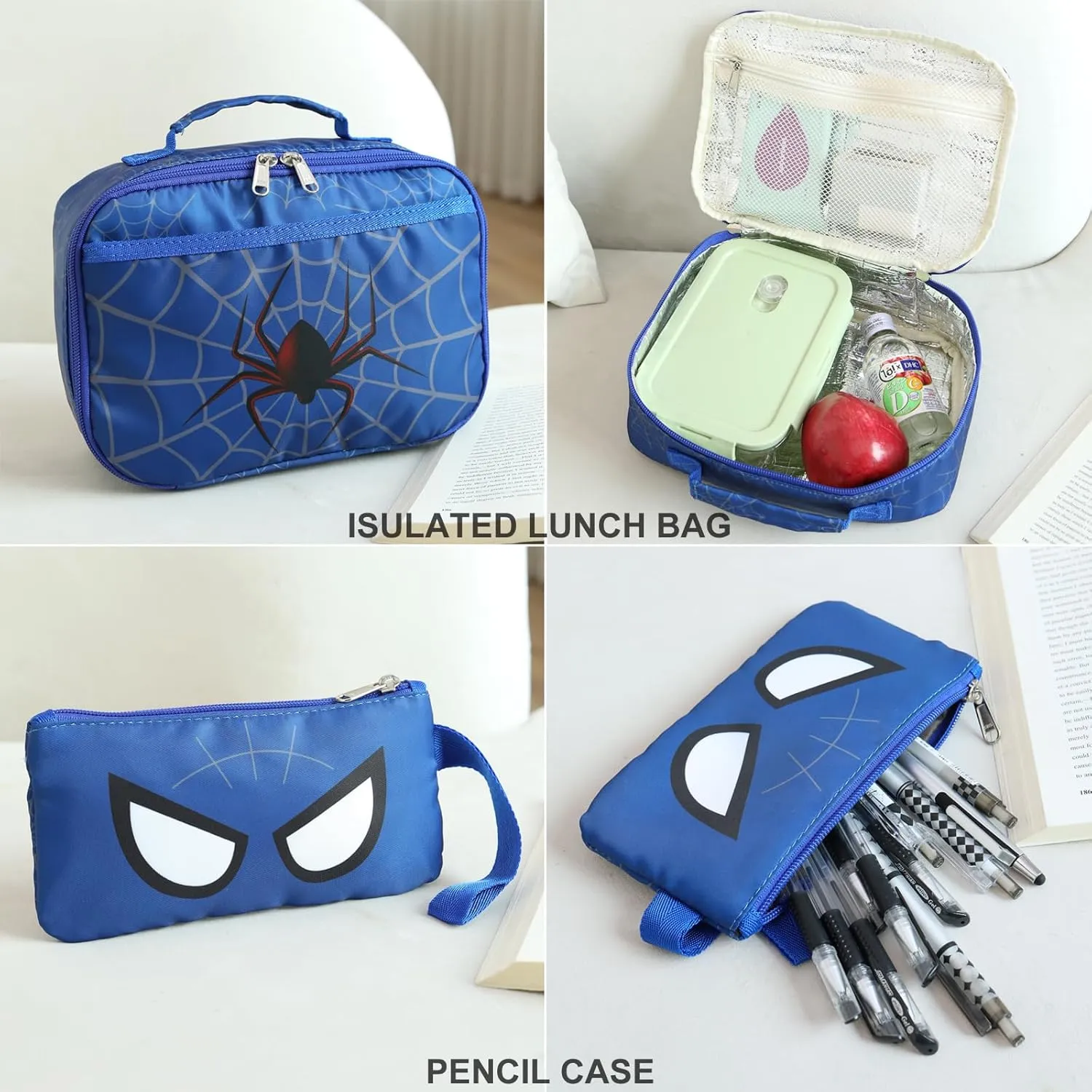 JIANYA Kids Backpack for School Boys Gamer School Bag for Elementary Kids Children 3pcs Boys Backpack with Lunch Box & Pencil Case