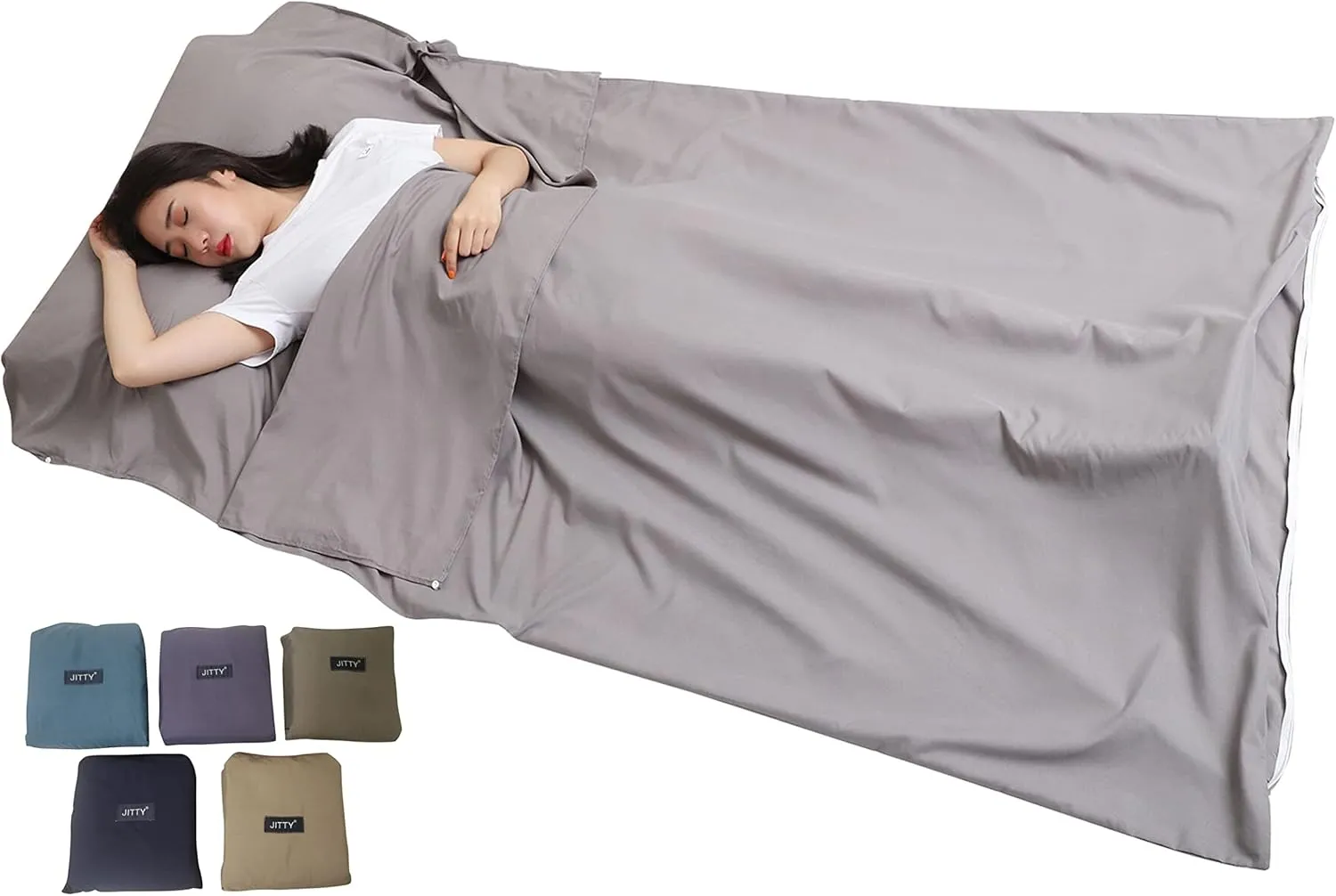 JITTY Sleeping Bag Liner Travel Sheet for Business Camping Backpacking Hiking Mountain Climbing Home Hostels Train 83"x45"